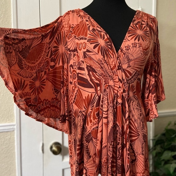 Free People Coral Combo Amour Pullover Cold Shoulder Top - Picture 6 of 16